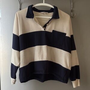 Navy Blue Striped Long Sleeve Top